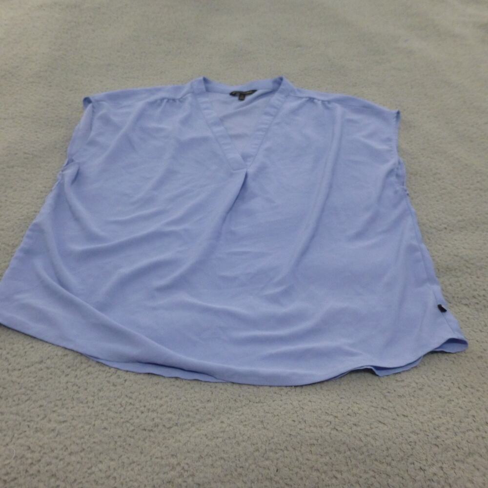Banana Republic Shirt Womens XXL Blue Cap Sleeve Blouse V Neck Lightweight